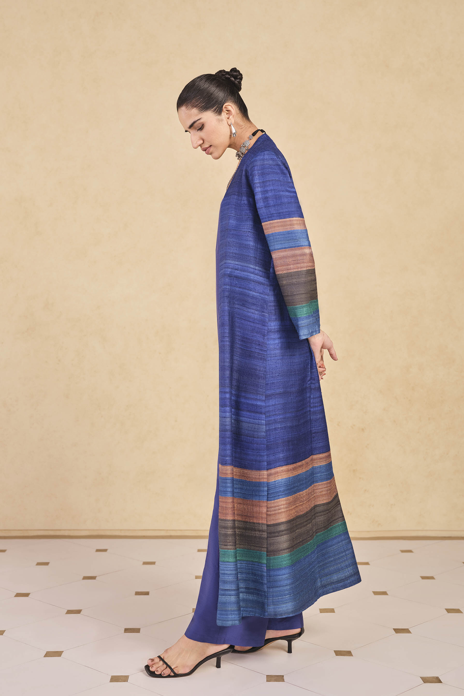 Rufaro Silk Jacket Set - Blue